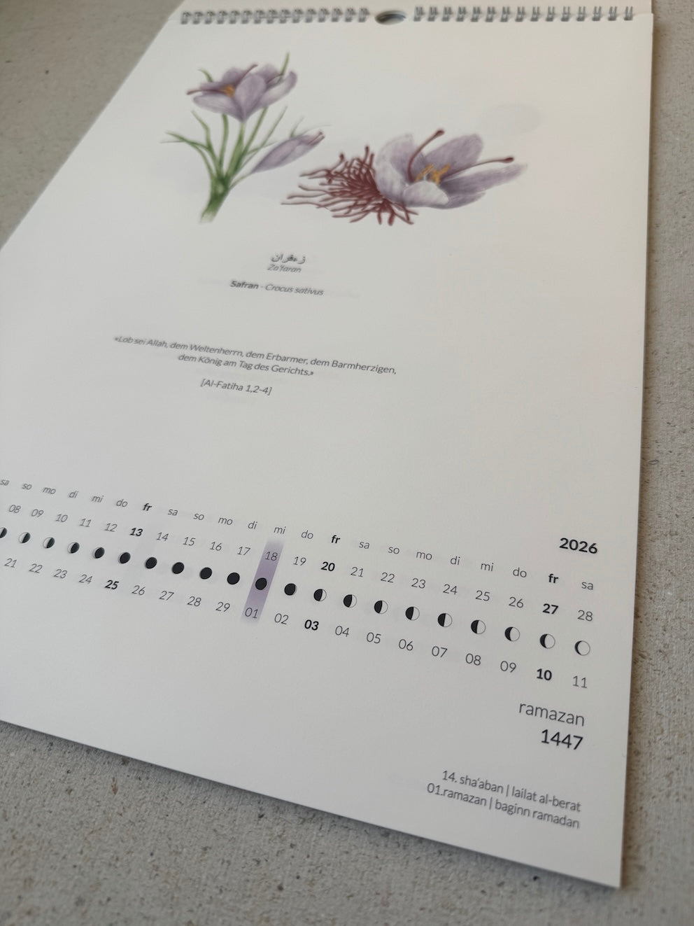 (pre order) Sonnen- und Hijrikalender - Calender year 2026