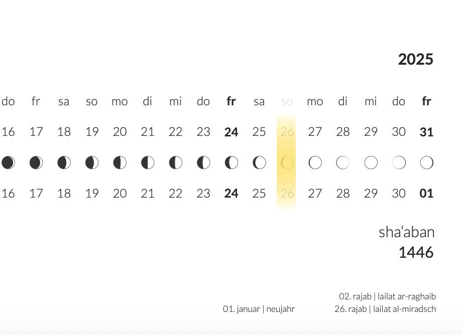 (pre order) Sonnen- und Hijrikalender - Calender year 2026